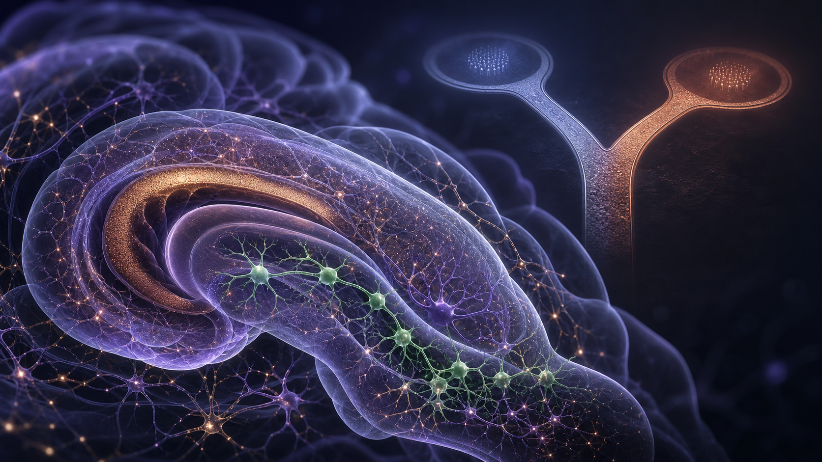 Editorial illustration of rezanecel hippocampal inhibitory interneuron therapy moving toward a controlled Phase 3 threshold